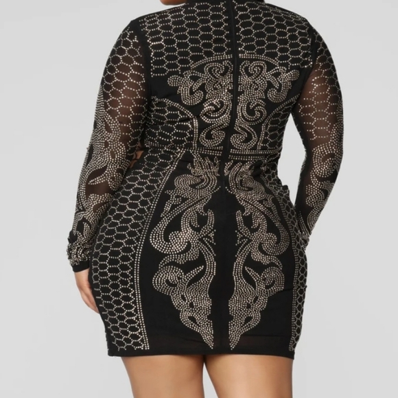 Fashion Nova Unique Gold Dynasty Studded Dress - Picture 2 of 7